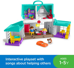 Fisher-Price Little People Big Helpers Home playset dog figure included for care-themed play.