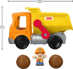 Fisher-Price Little People dump truck supporting toddler pretend play and motor skills.