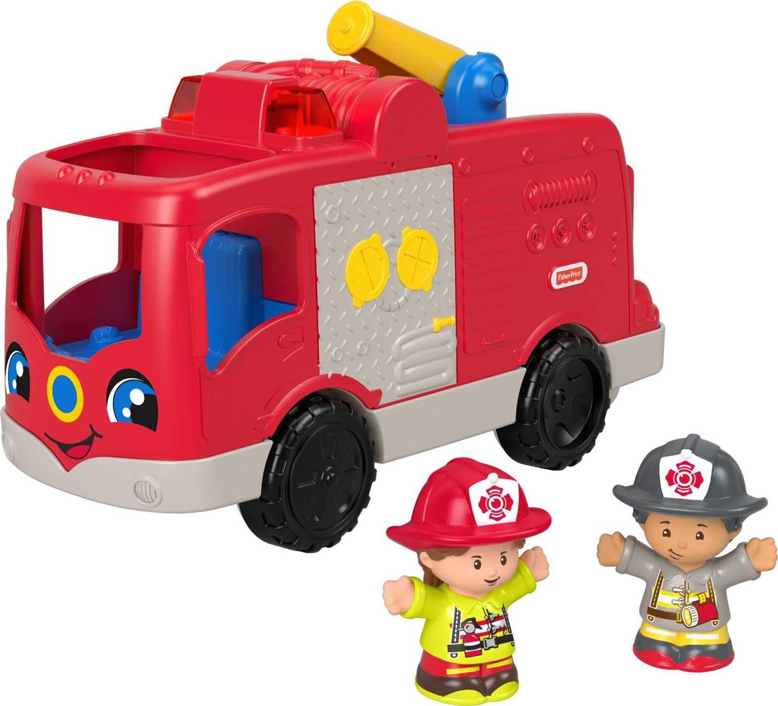 Fisher-Price Little People fire truck with driver-seat figures sparks imaginative rescue play.