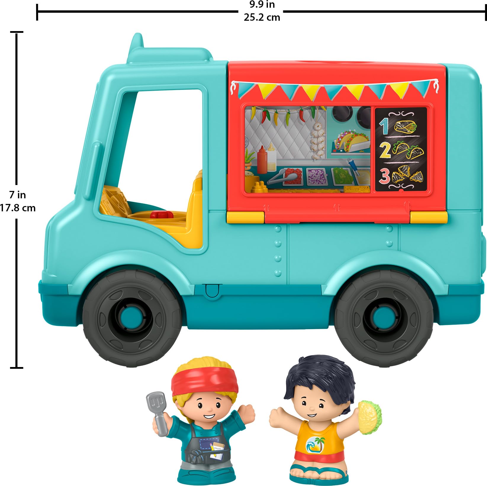 Fisher-Price Little People food truck encourages imaginative play and motor skills.