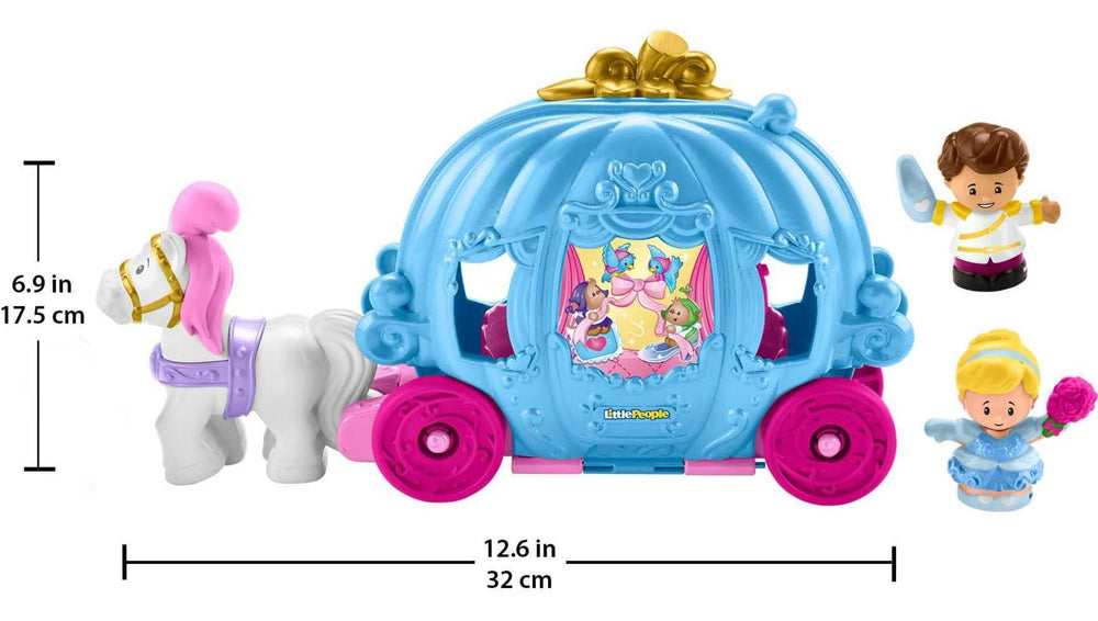 Fisher-Price Little People carriage rolls for active storytelling.