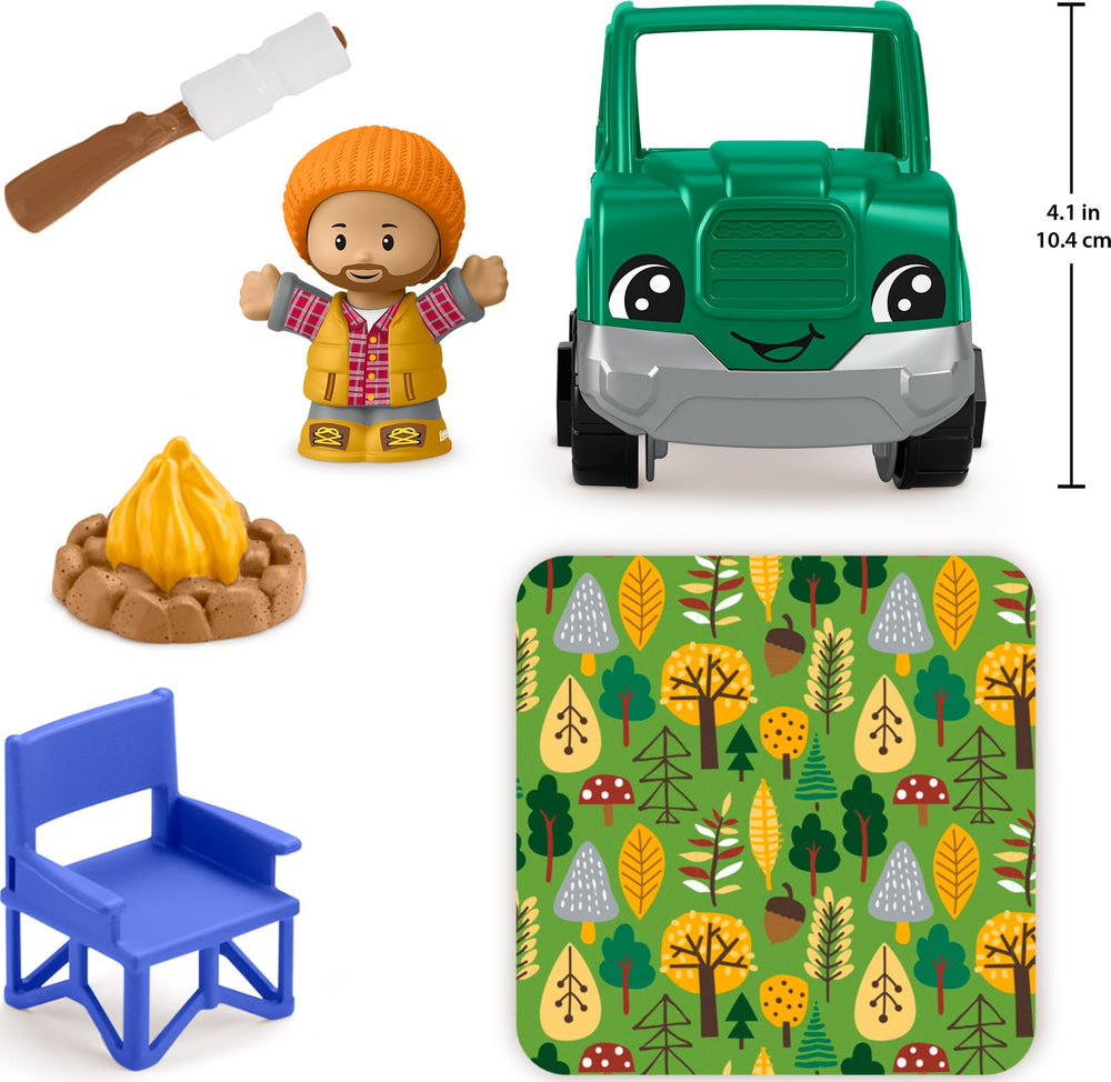 Fisher-Price Little People Time to Camp roasting marshmallow invites hands-on pretend cooking.