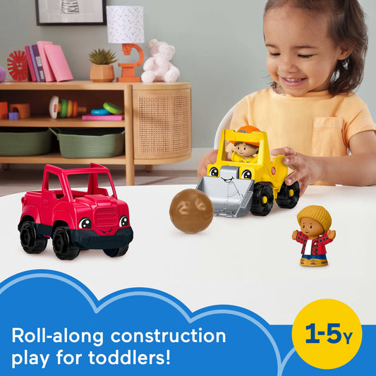 Little People Work Around Town bulldozer loader showing lift and lower action for hands-on play.