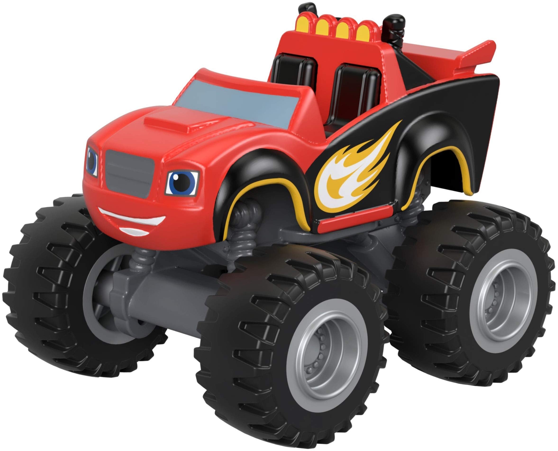 Fisher-Price Ninja Blaze model with metal axles for smooth rolling.