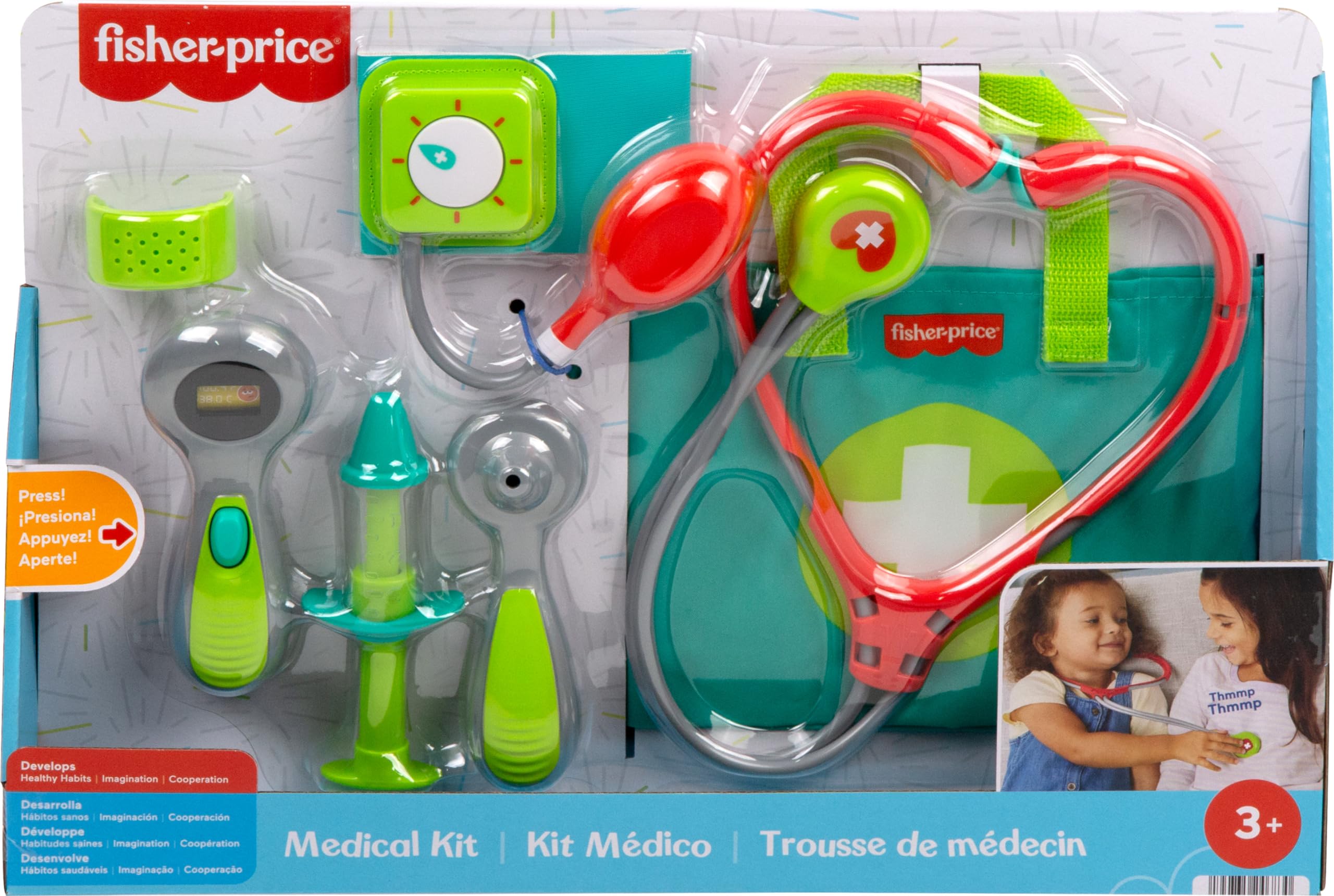 Fisher-Price doctor bag keeps the set neatly organized.