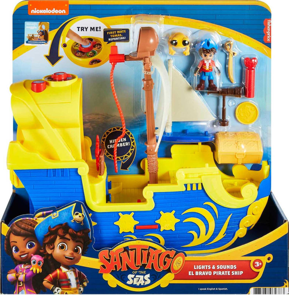 Fisher-Price El Bravo ship shows rolling motion for dynamic pretend quests.