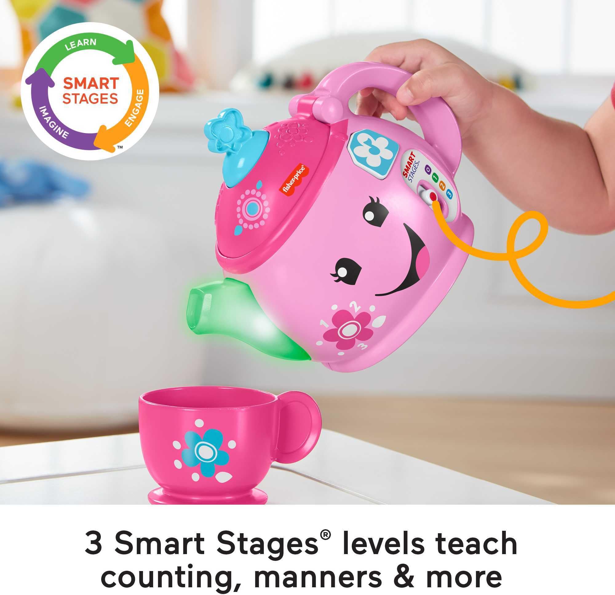 Fisher-Price sugar bowl and tray support role-play and sorting.