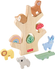 Fisher-Price Wood Balance Tree preschool play invites imaginative stacking challenges