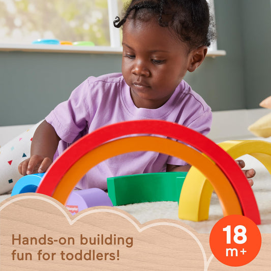 Fisher-Price rainbow arch piece ready to nest and stack for developing skills
