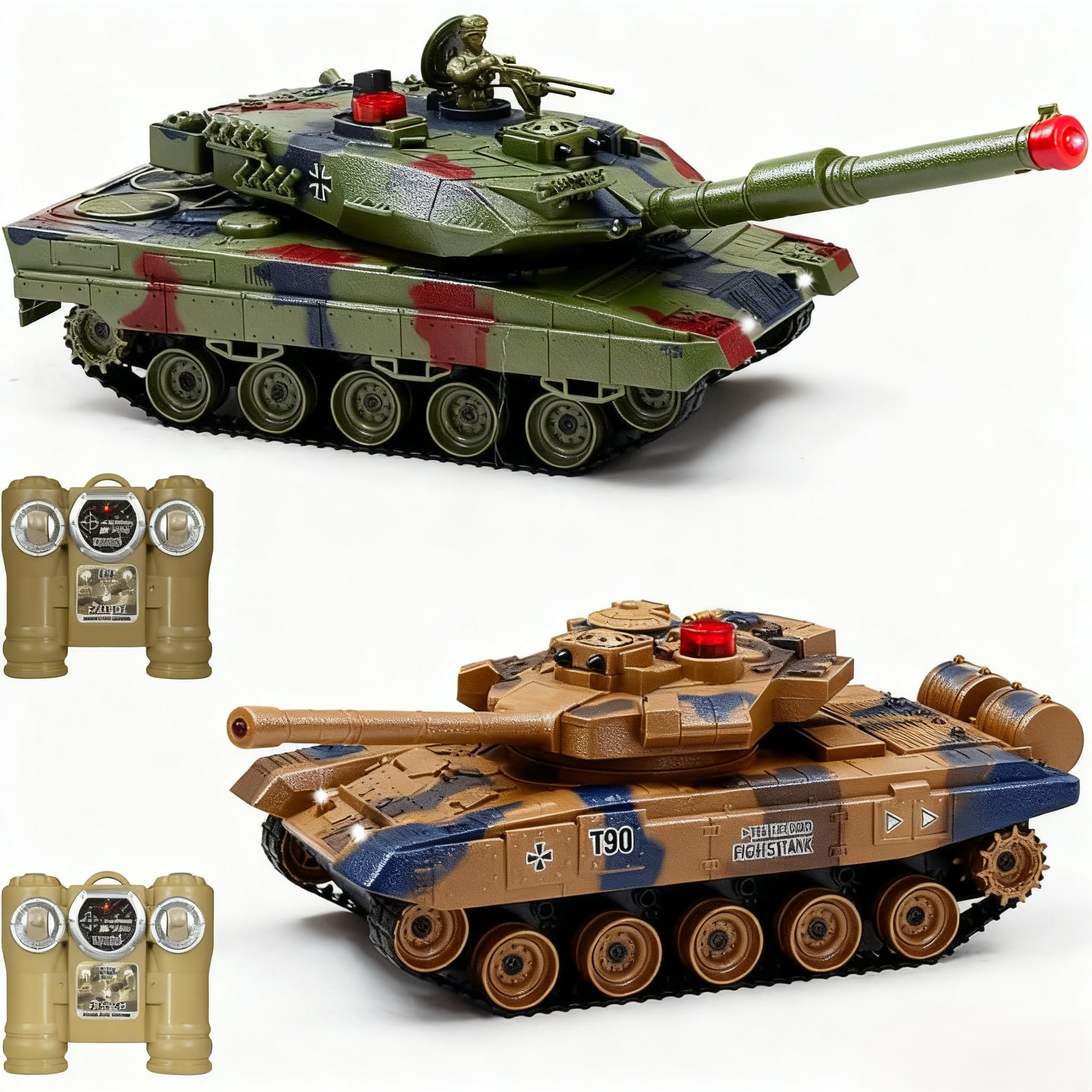 Fistone 1/24 RC Battle Tank T90 front view showing rugged battle-ready design