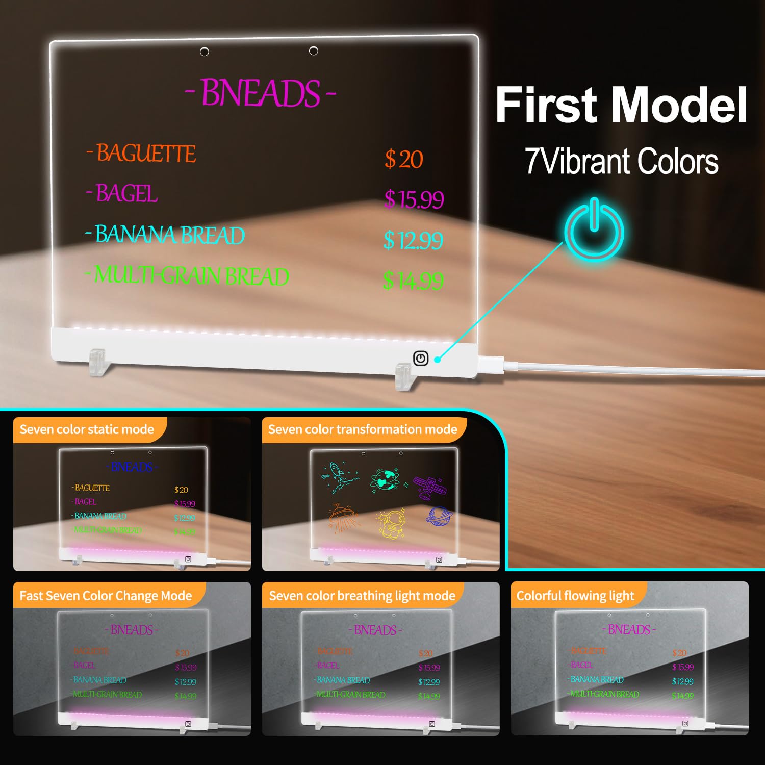 Fistone LED Note Board Neon Colors – dynamic lighting modes spark imagination