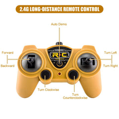 Fistone RC cement mixer truck battery compartment open reveals easy battery swap.