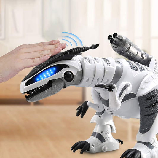 Fistone RC Robot Dinosaur dancing to engage kids with rhythm and music.