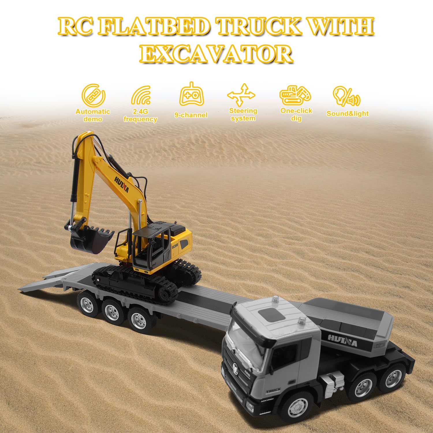 Fistone RC semi-truck detachable trailer view shows versatile towing and extended play options