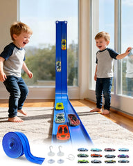 FITNOVO 15ft flexible race car track laid out for easy playtime.