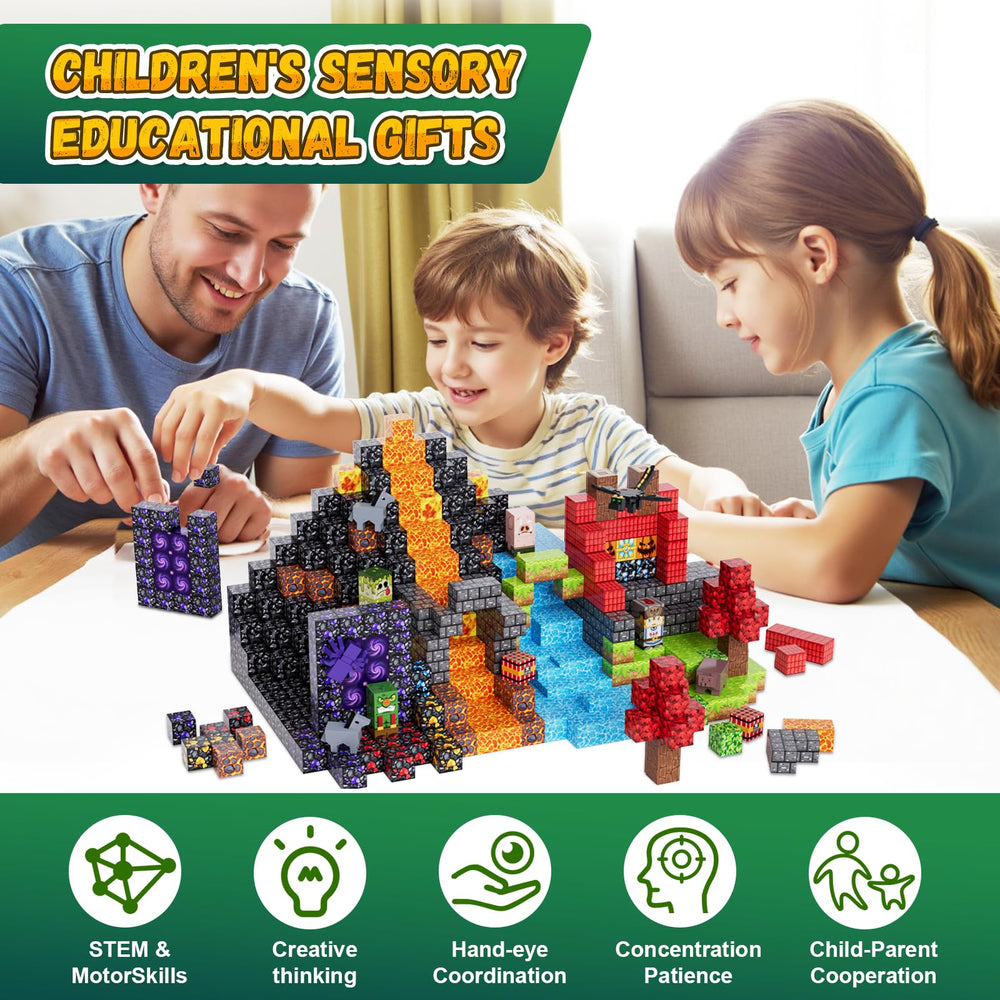 Creative forest structures built with Fitrobust magnets for open-ended STEM exploration.