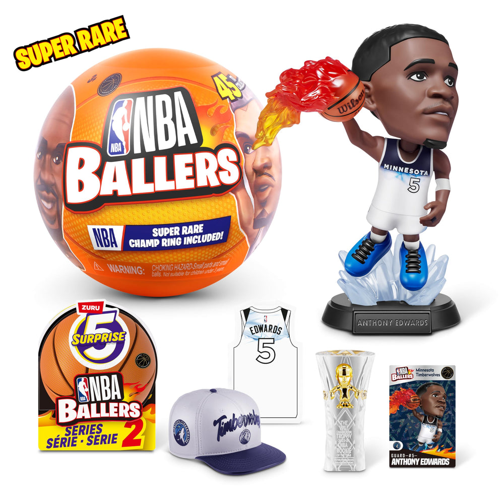 Five Surprise NBA Ballers Series 2 poster included with each figure for wall-ready display.