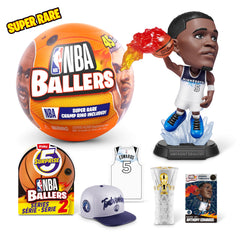 Five Surprise NBA Ballers Series 2 poster included with each figure for wall-ready display.