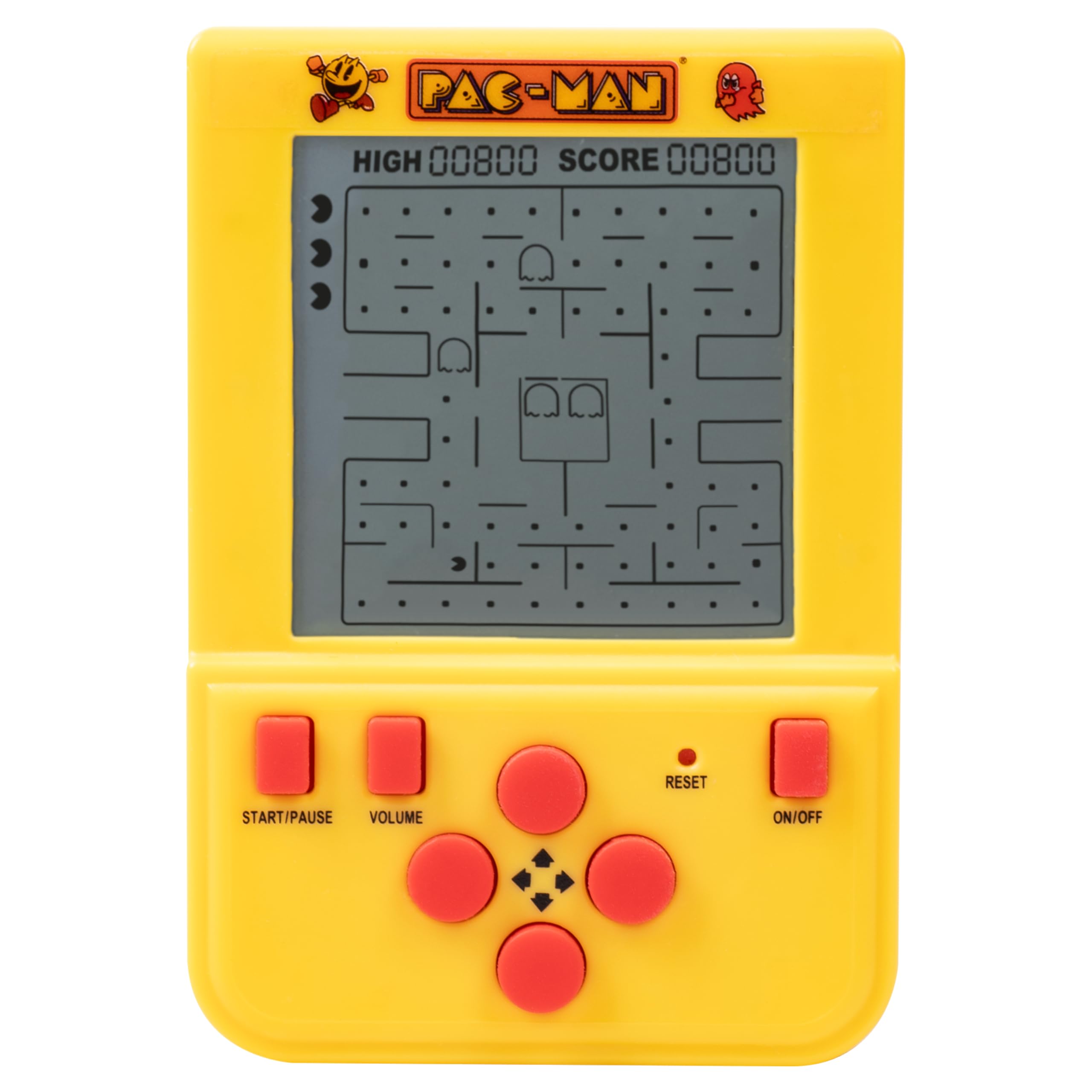 Fizz Creations Pac-Man mini arcade keychain front view with classic LCD gameplay