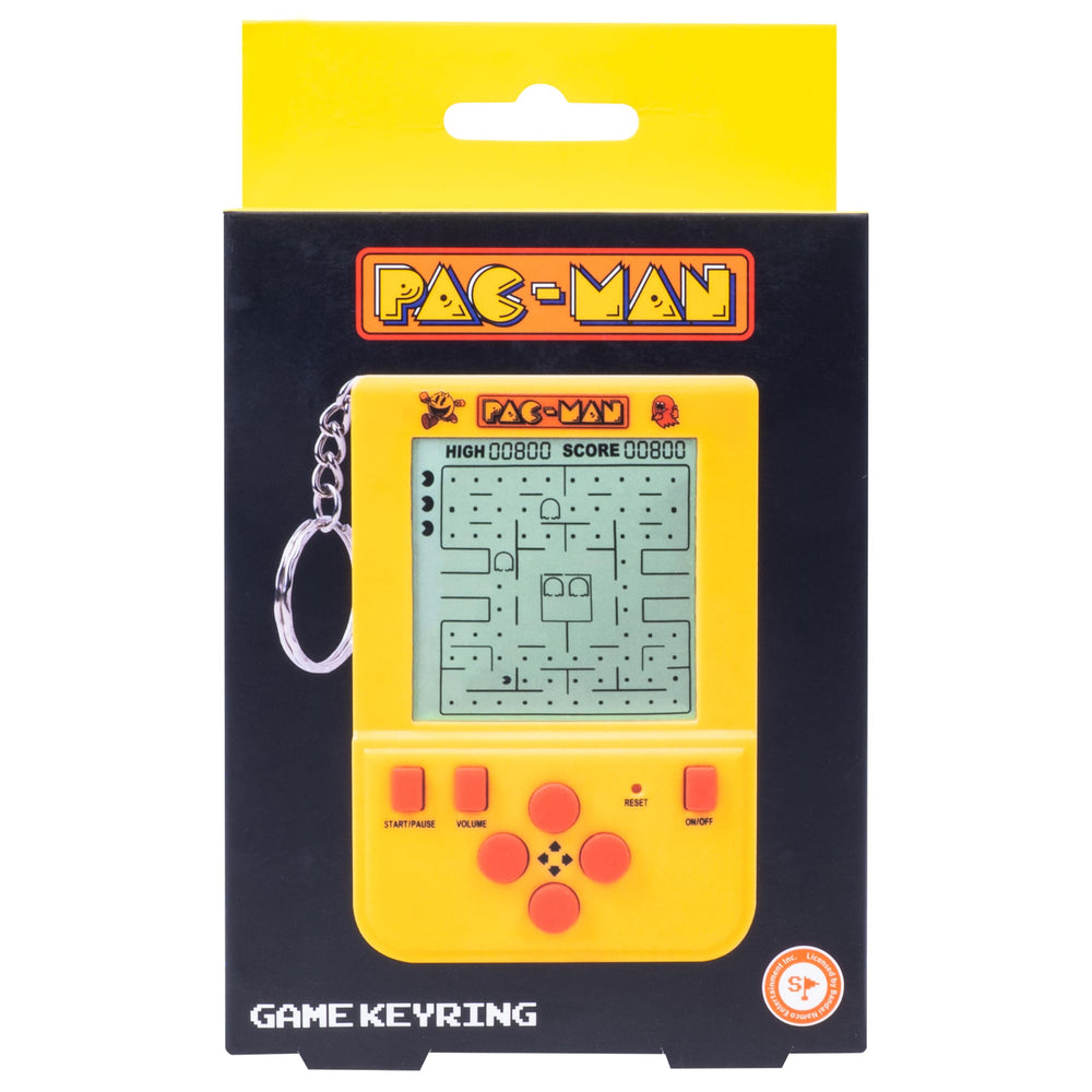Fizz Creations Pac-Man mini arcade keychain in-hand for on-the-go play