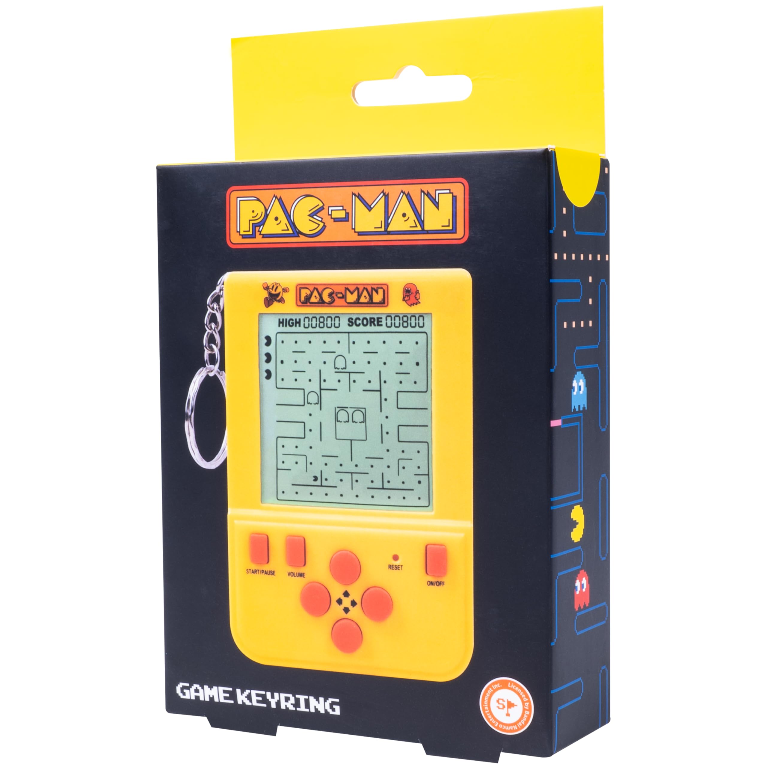 Fizz Creations Pac-Man mini arcade keychain on backpack for portability