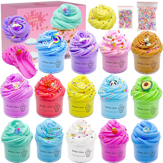 FJAZUFSA butter slime pack with 14 colors and charms for imaginative play