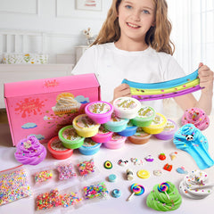FJAZUFSA fourteen-pack slime set with charms provides calming tactile fun
