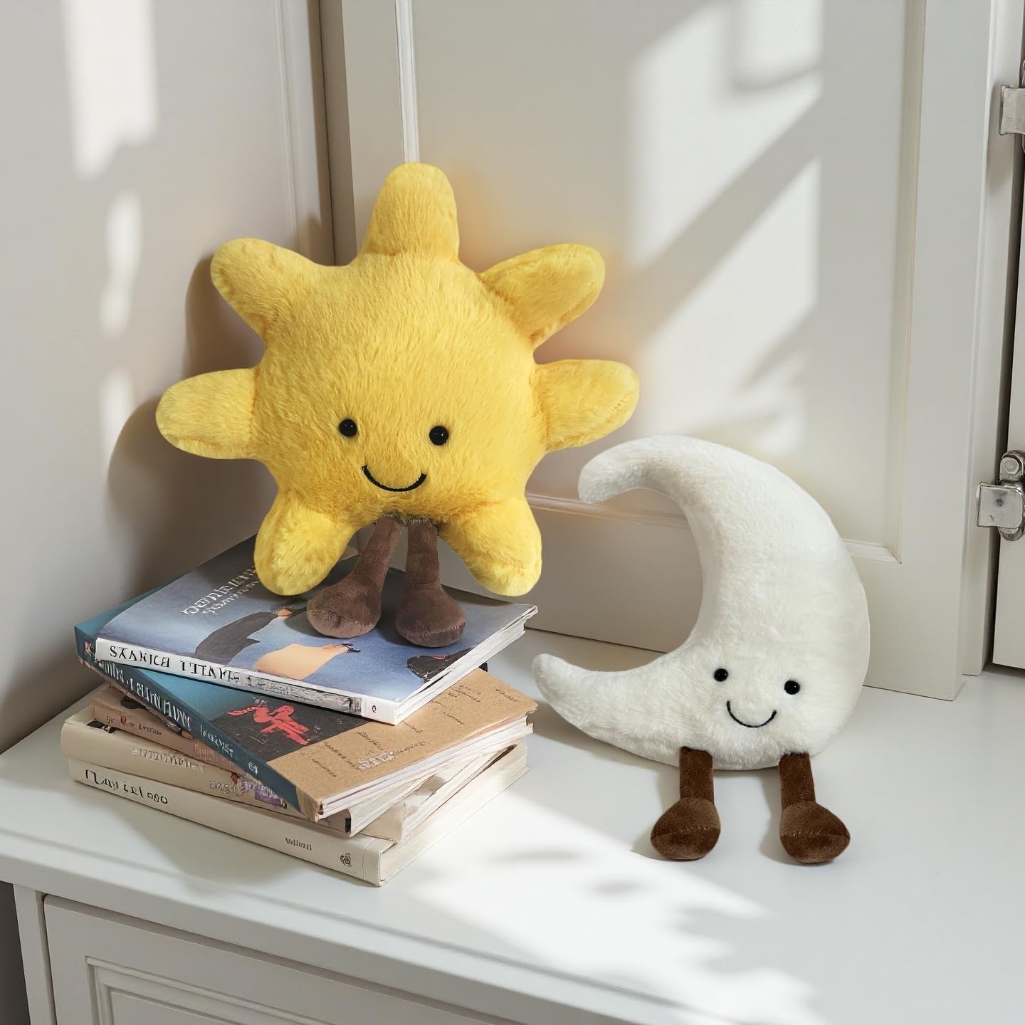 FJQZHA bedroom decor with moon sun plush accent