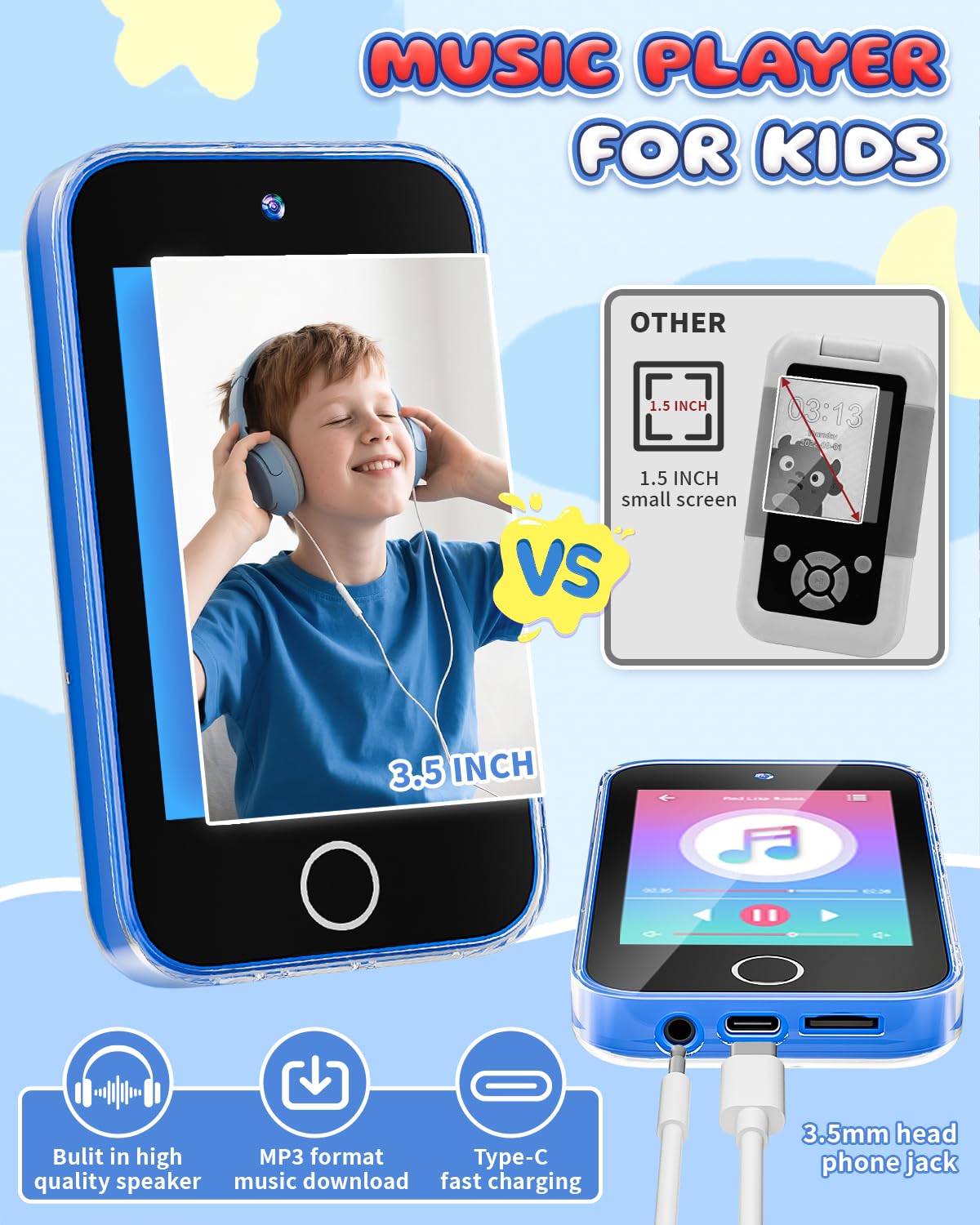 FKATEEN Kids Phone 3.5-inch educational content fuels early learning.