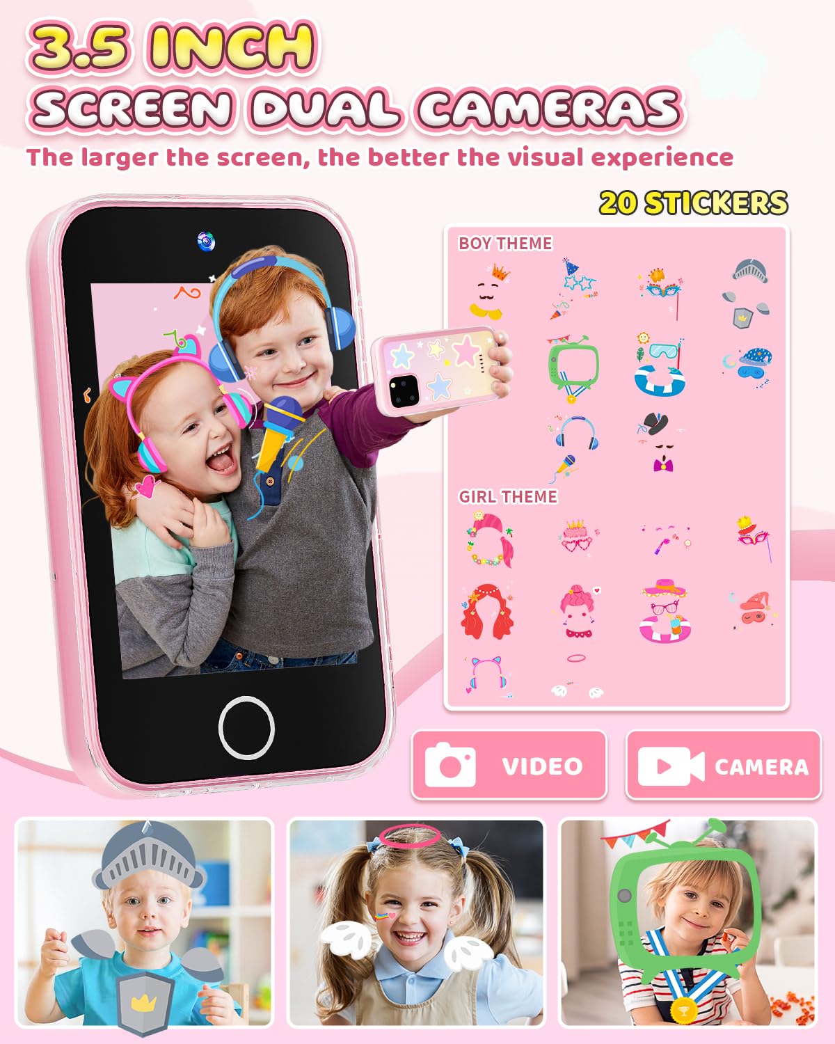 FKATEEN Kids Smart Phone with educational games for alphabet and logic practice.