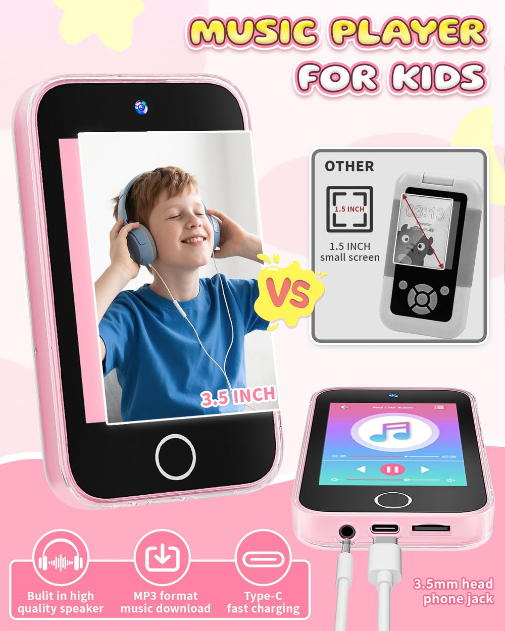 FKATEEN Kids Smart Phone 8GB storage for photos and media.
