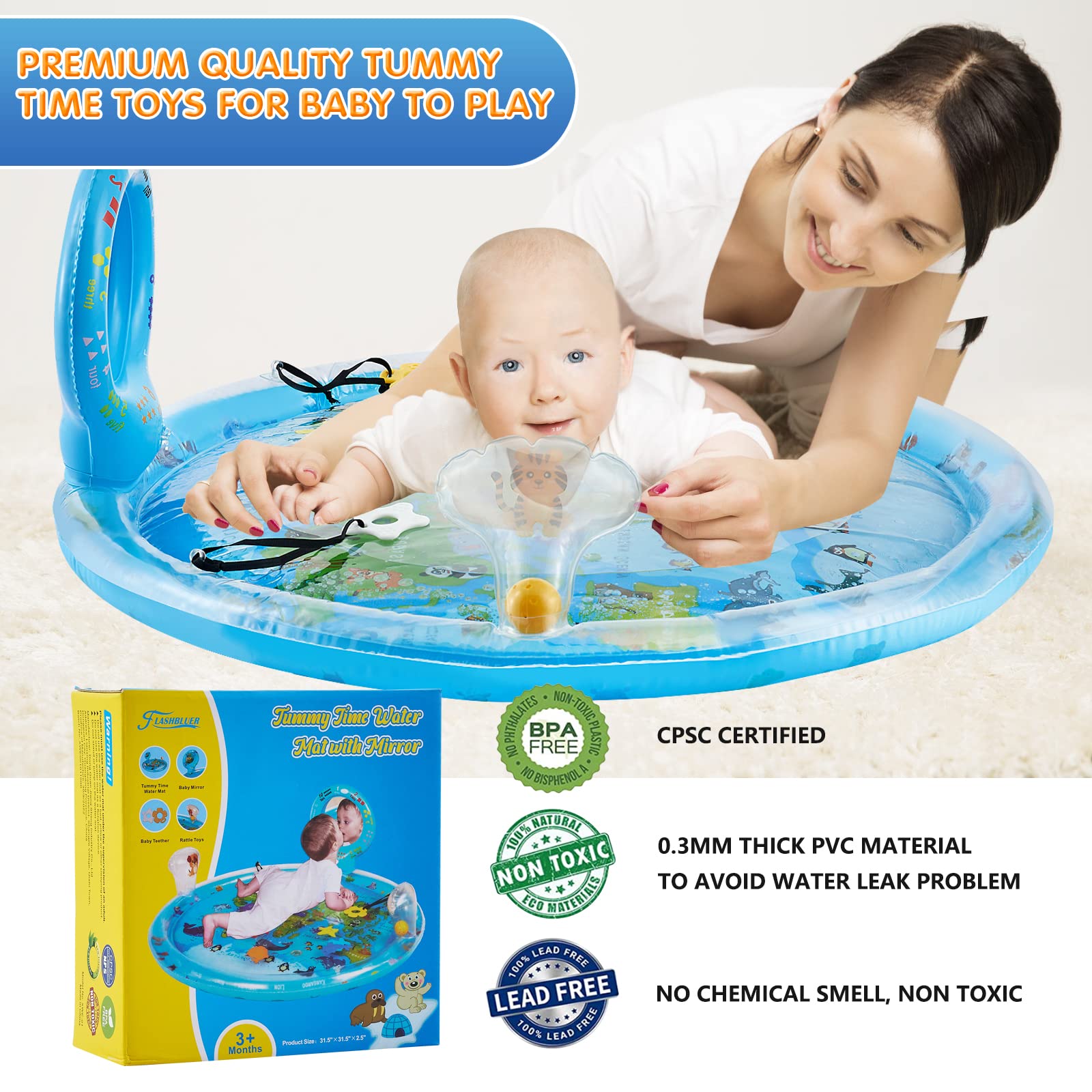 Flashbluer tummy time mat animal world map supports early learning of letters and numbers.