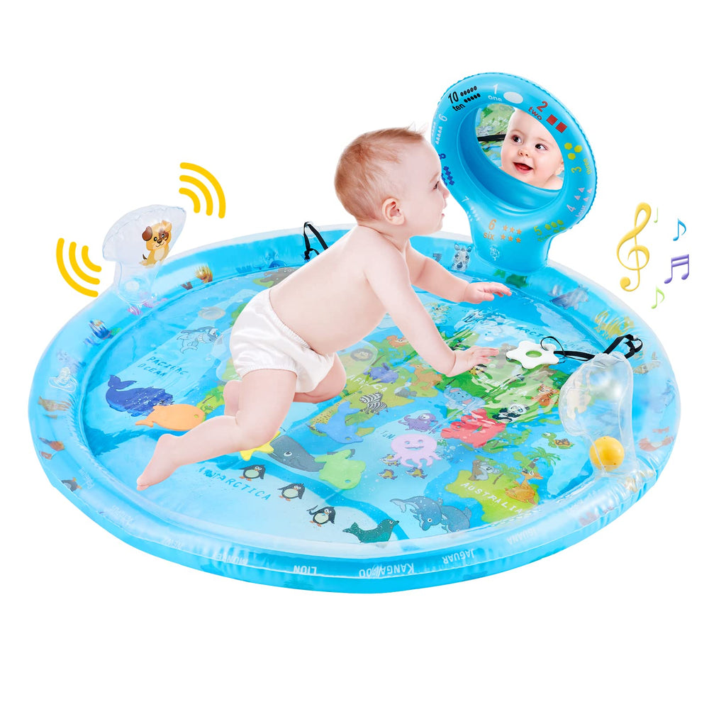 Flashbluer tummy time mat mirror-view aids self-recognition and visual tracking.