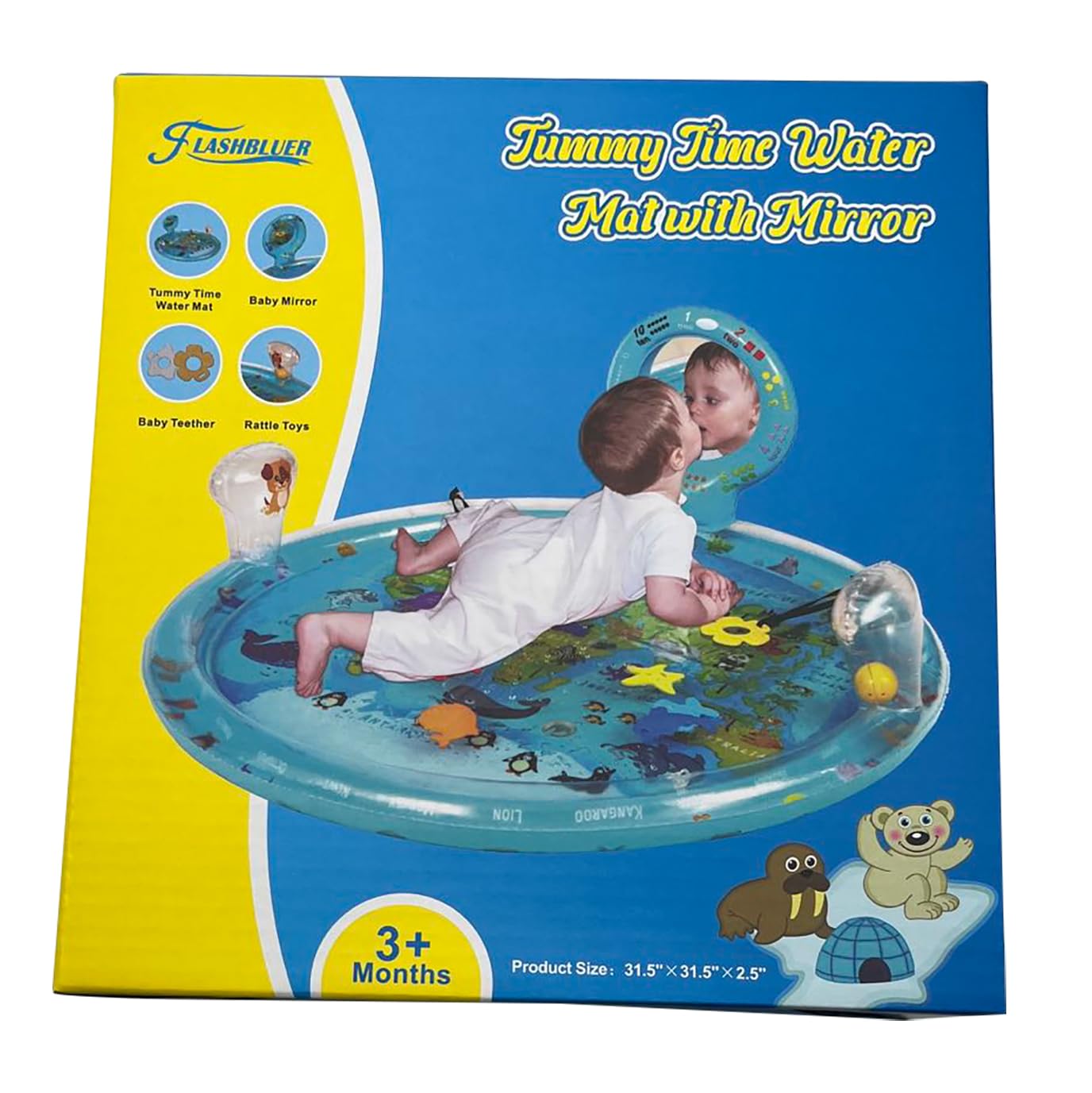 Flashbluer tummy time mat leakproof-safety designed for everyday play.