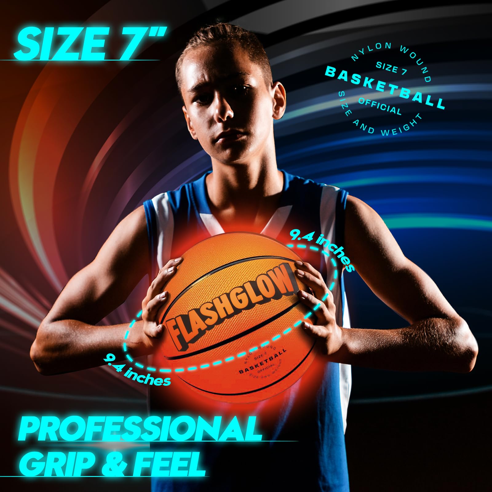 FLASHGLOW basketball arrives in ready-to-gift packaging with quick inflate pump.