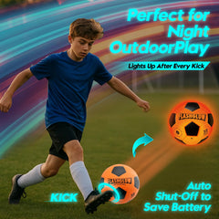 FLASHGLOW durable outdoor soccer ball designed for training and games.