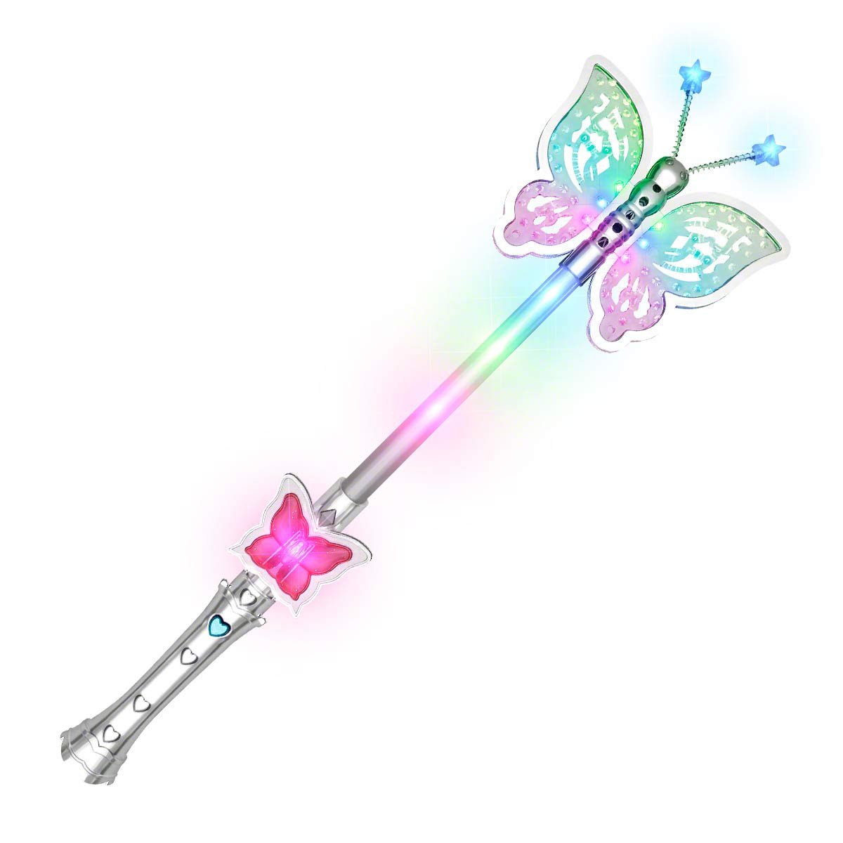 FlashingBlinkyLights butterfly wand front view with multicolor LEDs for dress up fun
