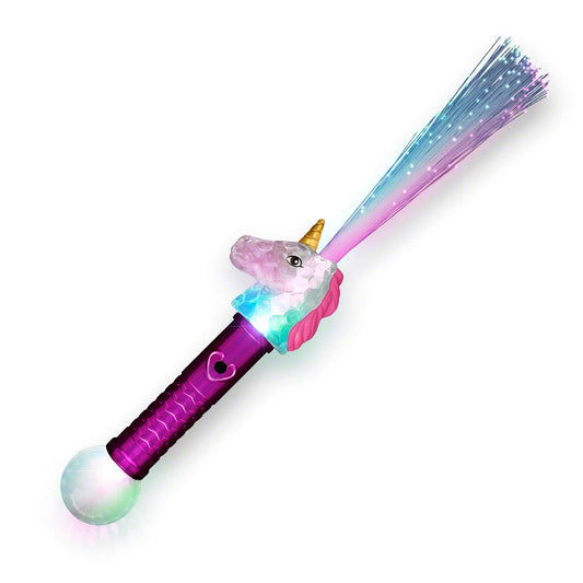 FlashingBlinkyLights unicorn wand with crystal ball base projecting kaleidoscope light for festive looks.
