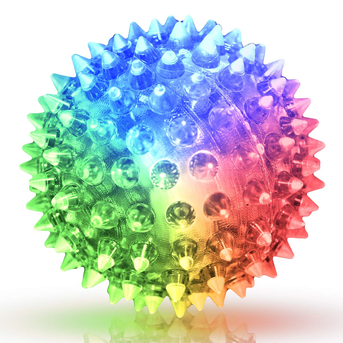 FlashingBlinkyLights yellow soft spike LED bounce ball adds colorful excitement and safe bounce