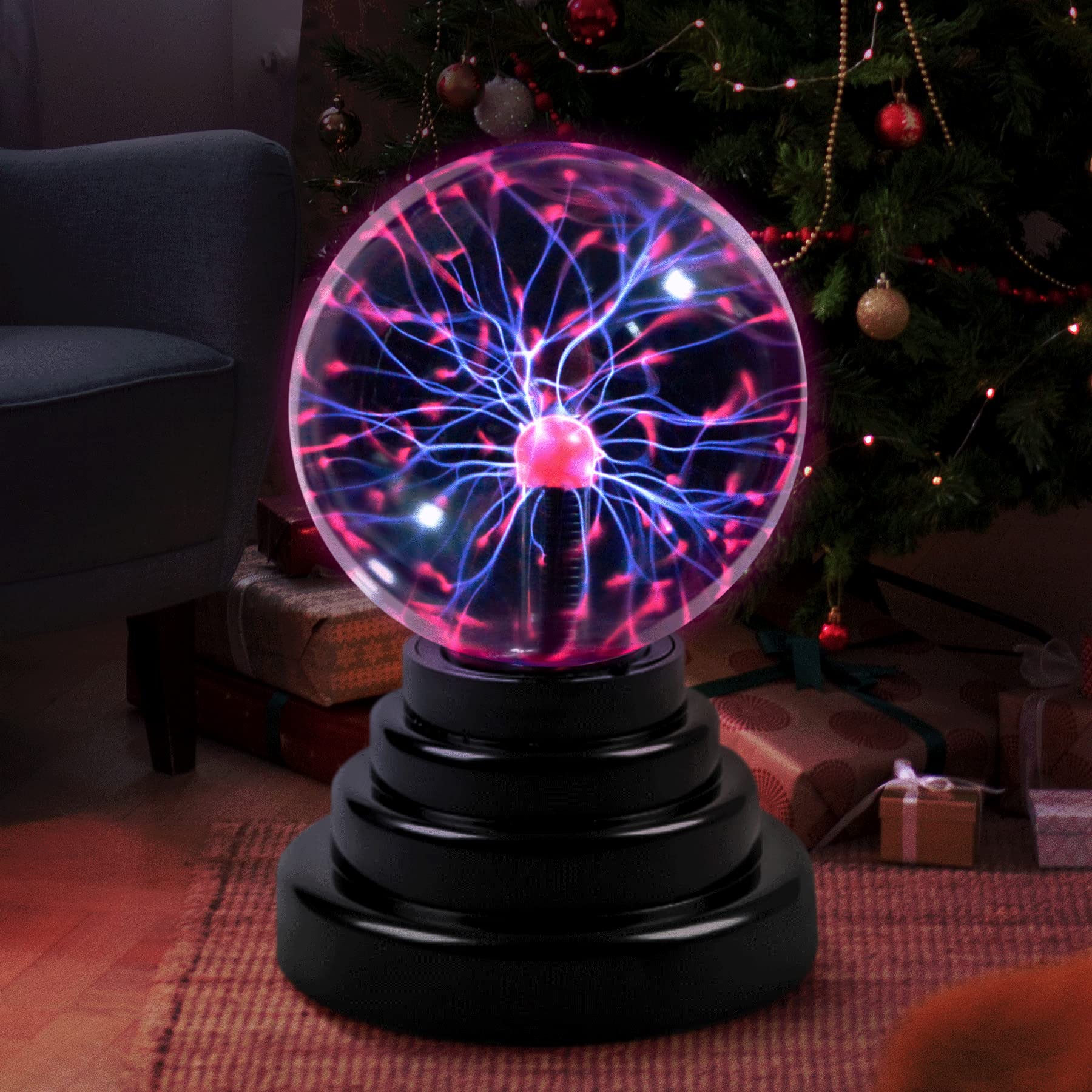 Flashmen Plasma Ball responds to touch with glowing light trails