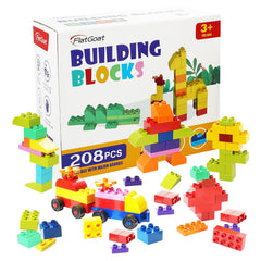 FlatGoat 208-piece building blocks set in a gift box for creative play and learning.
