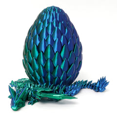 Flavery 3D printed dragon in green-blue, vibrant color fade.