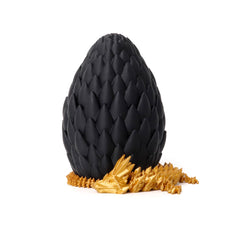 Flavery dragon egg black 3D-printed; tactile mystery egg for collectors and desk decor.