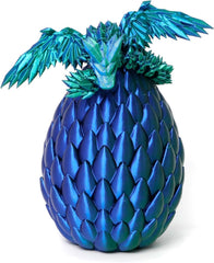 Flavery dragon in egg large surprise on desk display with green-blue color.