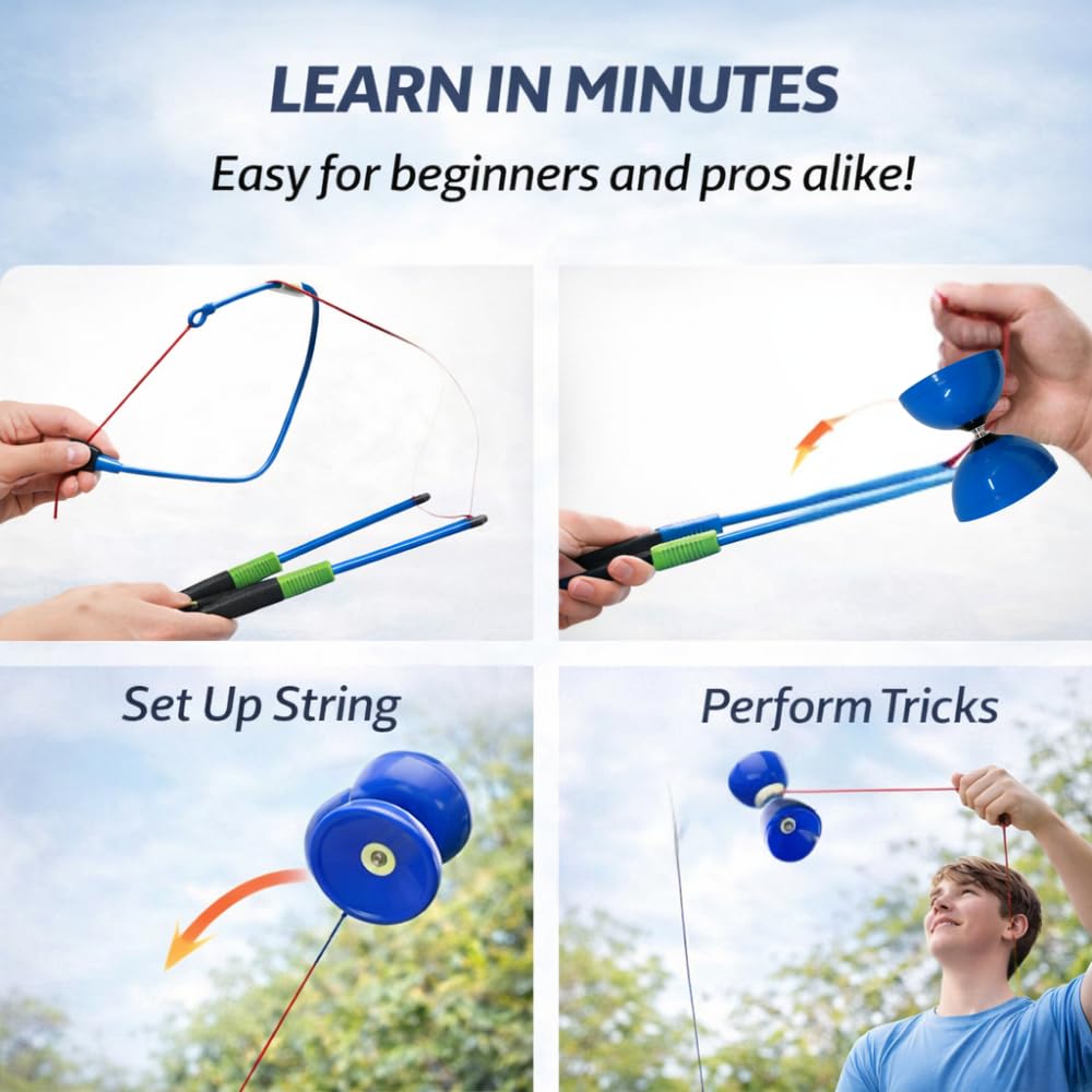 Flight Pro Diabolo set supports learning and progression across skill levels.