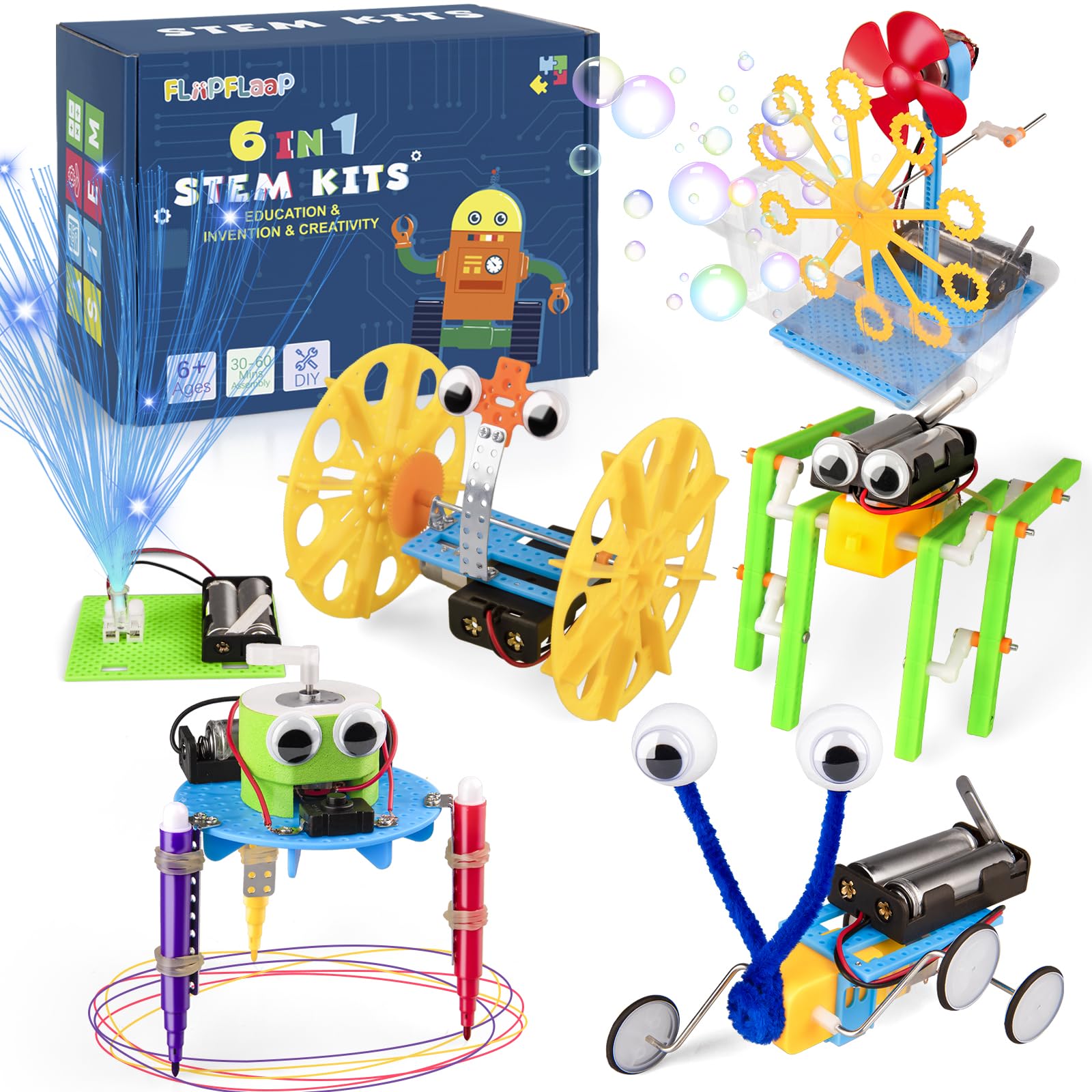 FliipFlaap 6-in-1 STEM Kit hand-cranked bubble machine for hands-on learning