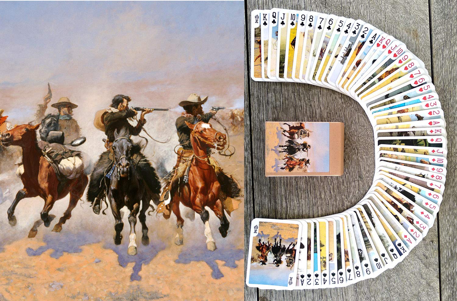 FLONZGIFT Wild West playing cards box art evokes vintage cowboy vibes for game nights.