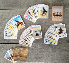 FLONZGIFT Wild West playing cards inner illustrations showcase retro posters and vintage magazines.