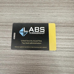 Floorsouth EFT red card TerraGroup Labs key card close-up of realistic print