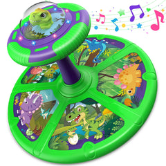 Flooyes dinosaur sit-and-spin toy with sturdy handle for toddlers' balance.